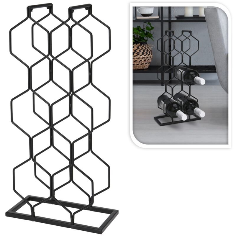 Stojak na wino H&S Decoration metalowy czarny 48x23x11 cm 1 szt.