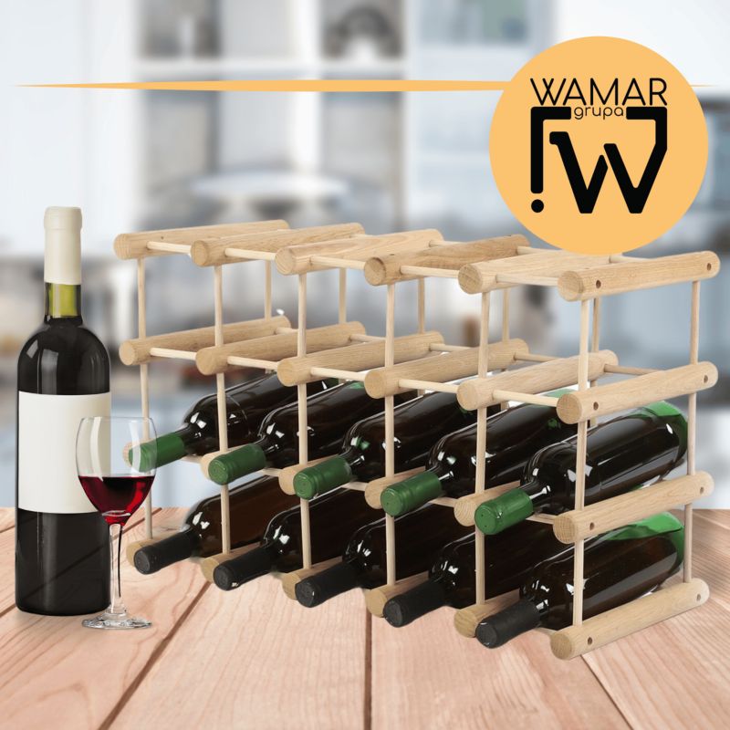 Stojak na wino MODO24 modułowy na 18 butelek dębowy naturalny 1 szt.