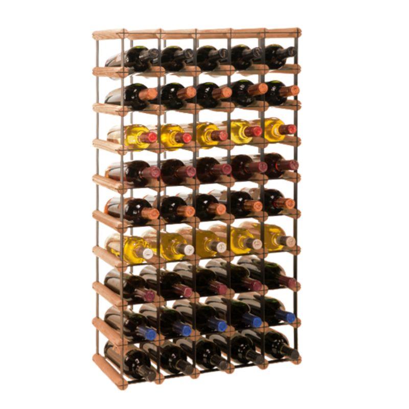 Stojak na wino MODO24 na butelki PET nowoczesny eko duży na 45 butelek czarny metal drewno brązowe 1 szt.