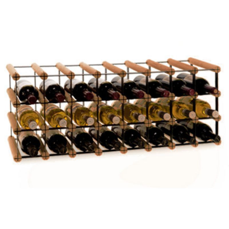 Stojak na wino MODO24 na butelki PET szafka solidny eko na 24 butelki czarny metal drewno brązowe 1 szt.
