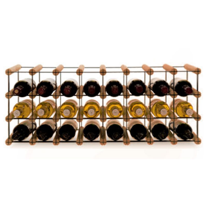 Stojak na wino MODO24 na butelki PET szafka solidny eko na 24 butelki czarny metal drewno brązowe 1 szt.