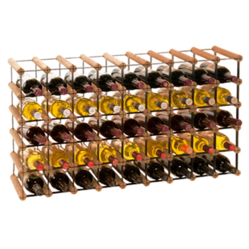 Stojak na wino MODO24 na butelki PET szafka wielki eko na 45 butelek czarny metal drewno brązowe 1 szt.