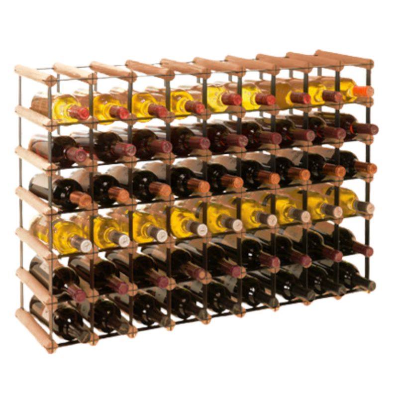 Stojak na wino MODO24 na butelki PET szafka wielki eko na 54 butelek czarny metal drewno brązowe 1 szt.