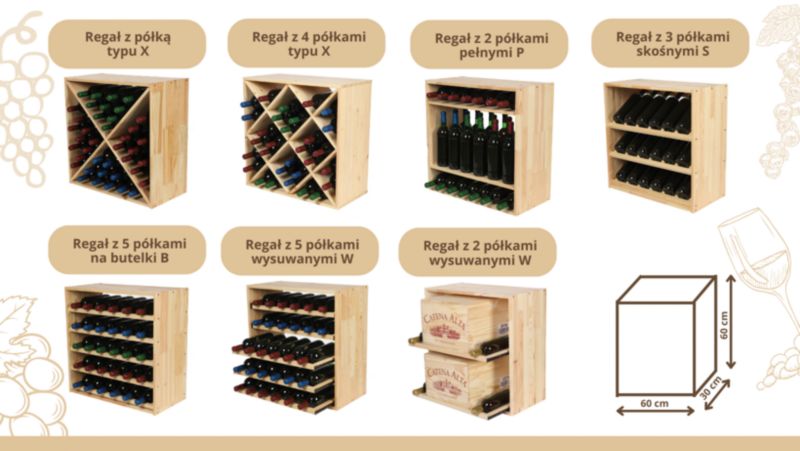 Stojak na wino MODO24 narożny 20 butelek naturalny 1 szt.