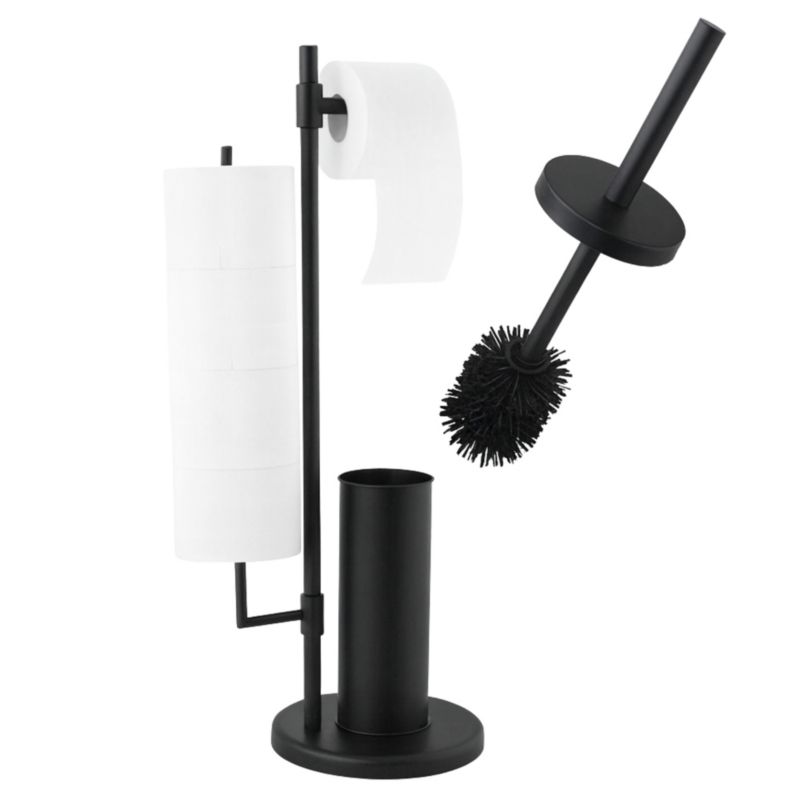 Stojak WC Estiva Round Black czarny mat 3w1 uchwyt na papier rolki i szczotka WC 1 szt.