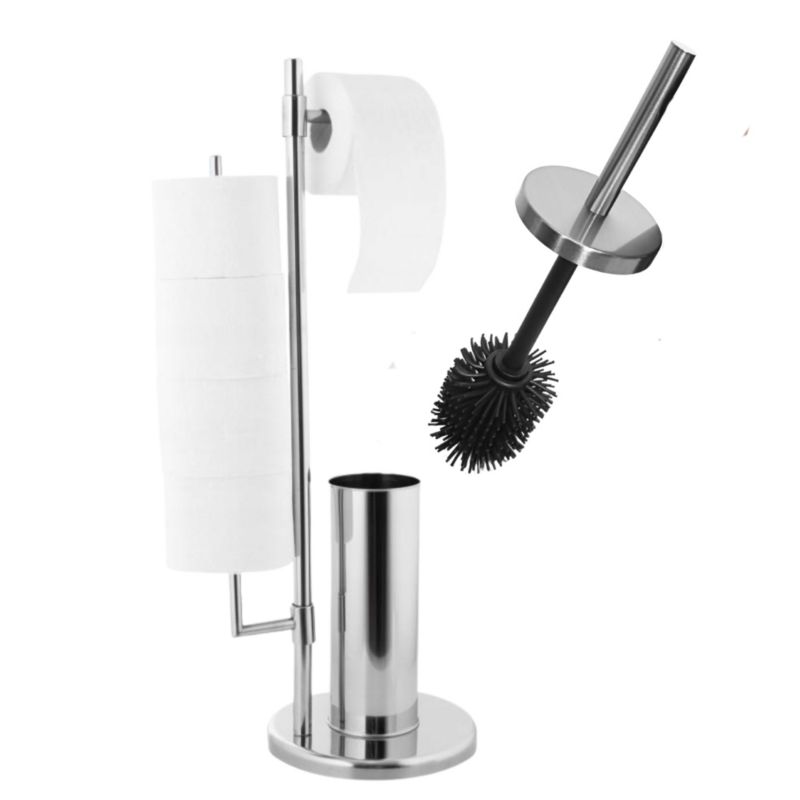 Stojak WC Estiva Round Chrome chromowany 3w1 uchwyt na papier rolki i szczotka WC 1 szt.