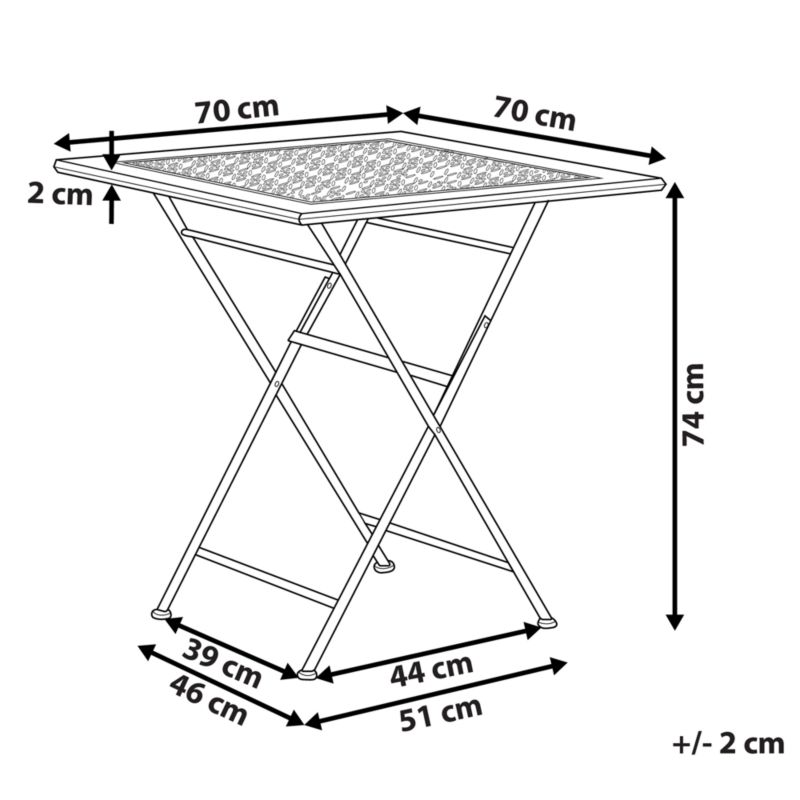 Stolik bistro Bormio 70 cm 70 cm Metal Czarny 1 szt.