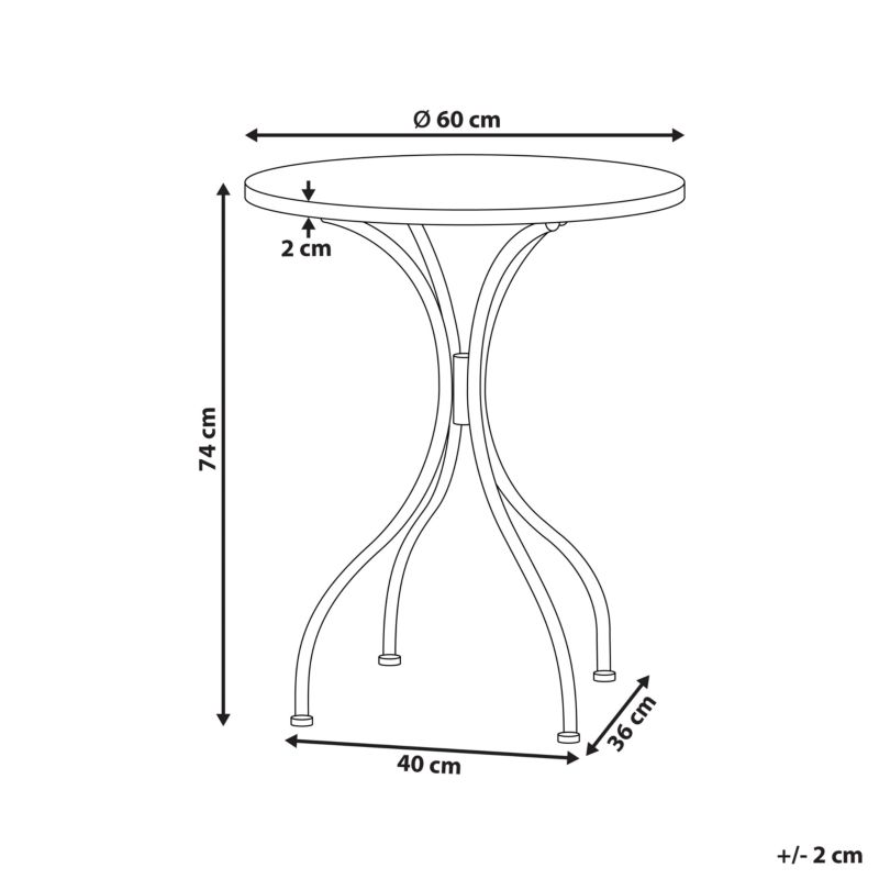 Stolik bistro Casario 60 cm 60 cm Czarny 1 szt.