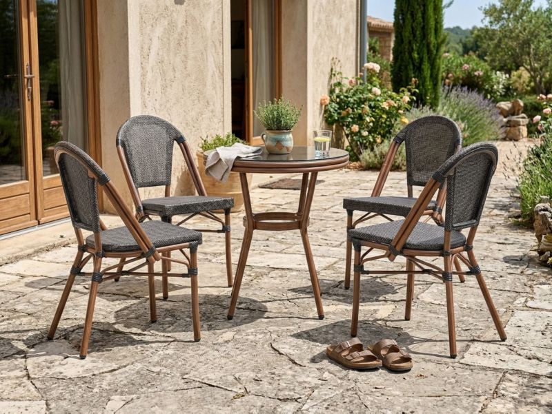 Stolik bistro Rifreddo 70 cm 70 cm Szkło hartowane Szary 1 szt.