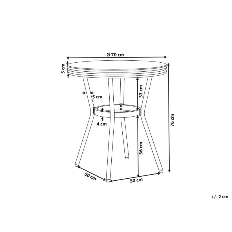 Stolik bistro Rifreddo 70 cm 70 cm Szkło hartowane Szary 1 szt.
