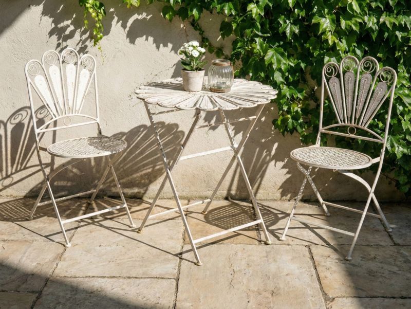 Stolik bistro Składane Pavia 71 cm 71 cm Metal Złamana biel 1 szt.