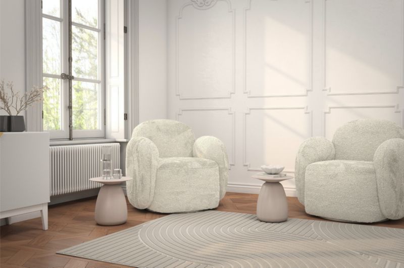 Stolik drewniany Kayani Baobab 34 śr. 33 cm biały 1 szt.