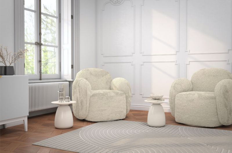 Stolik drewniany Kayani Baobab 34 śr. 33 cm biały ral 1 szt.