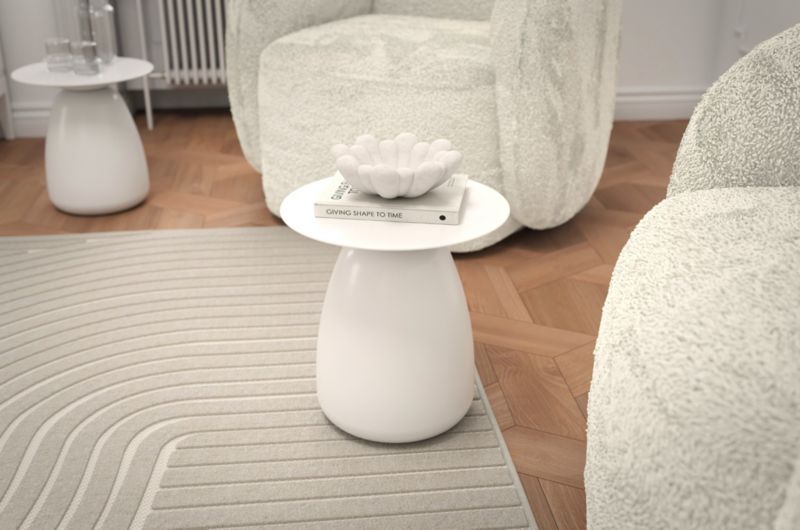 Stolik drewniany Kayani Baobab 34 śr. 33 cm biały ral 1 szt.