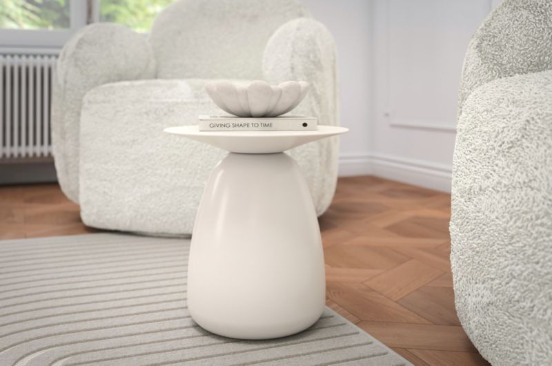 Stolik drewniany Kayani Baobab 34 śr. 33 cm biały ral 1 szt.