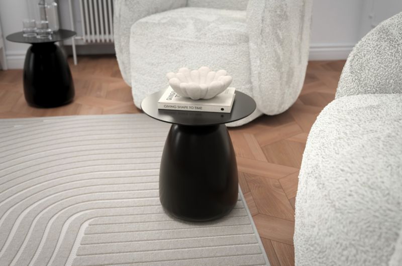 Stolik drewniany Kayani Baobab 34 śr. 33 cm czarny 1 szt.