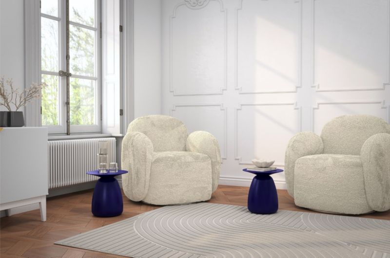 Stolik drewniany Kayani Baobab 34 śr. 33 cm granatowy 1 szt.