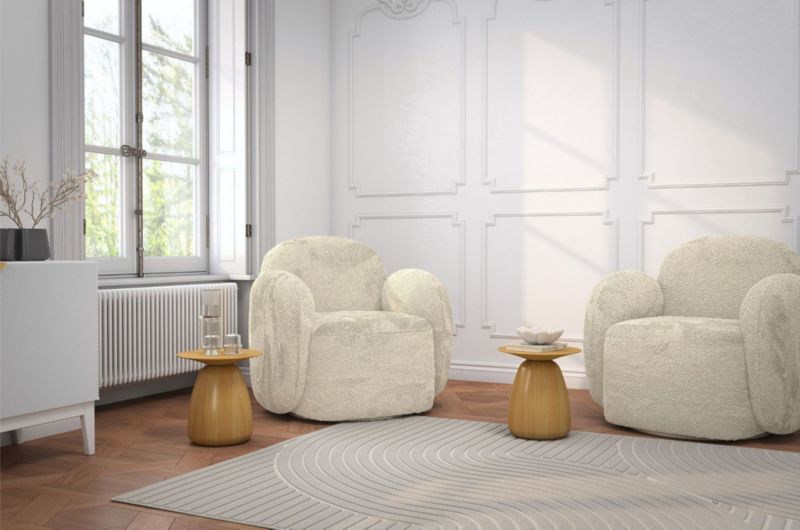 Stolik drewniany Kayani Baobab 34 śr. 33 cm lakier naturalny 1 szt.