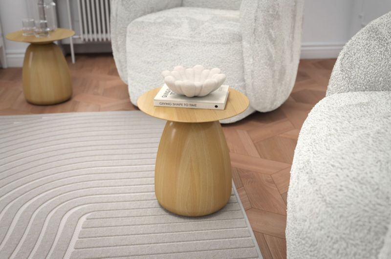Stolik drewniany Kayani Baobab 34 śr. 33 cm lakier naturalny 1 szt.