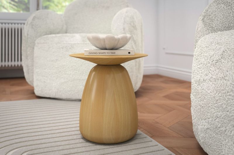 Stolik drewniany Kayani Baobab 34 śr. 33 cm lakier naturalny 1 szt.