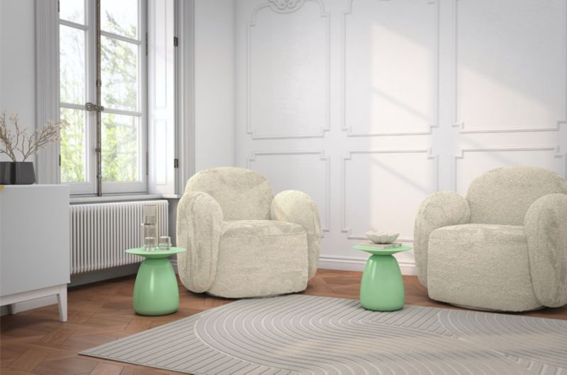 Stolik drewniany Kayani Baobab 34 śr. 33 cm pudrowa zieleń 1 szt.