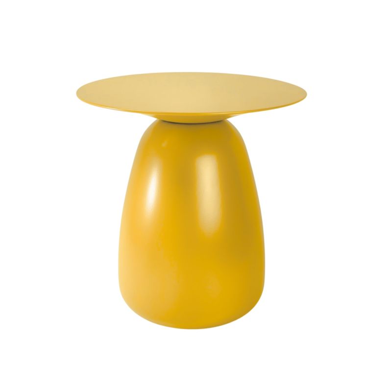 Stolik drewniany Kayani Baobab 34 śr. 33 cm żółty 1 szt.