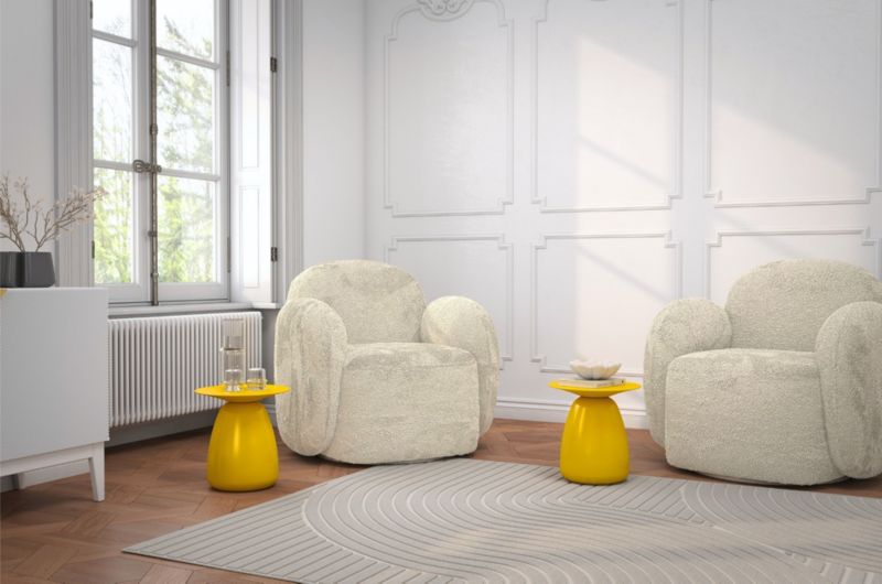 Stolik drewniany Kayani Baobab 34 śr. 33 cm żółty 1 szt.
