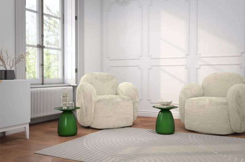 Stolik drewniany Kayani Baobab 34 śr. 33 cm zielony 1 szt.