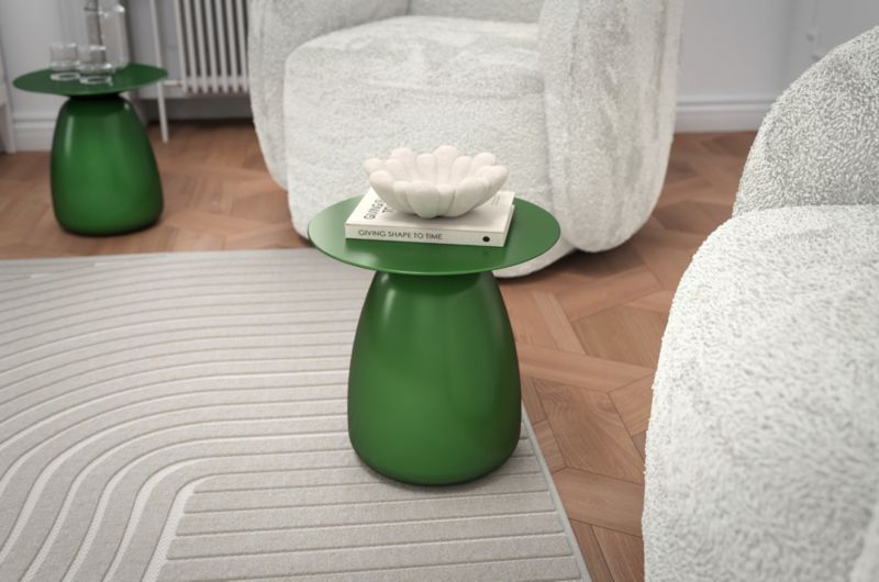Stolik drewniany Kayani Baobab 34 śr. 33 cm zielony 1 szt.