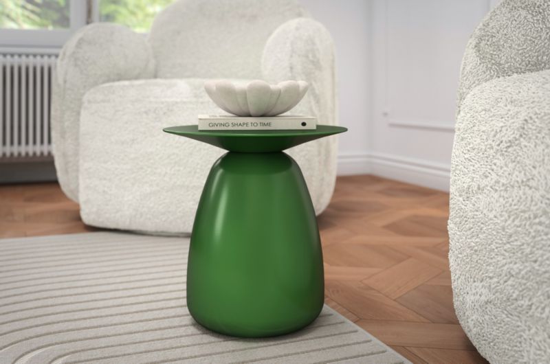 Stolik drewniany Kayani Baobab 34 śr. 33 cm zielony 1 szt.