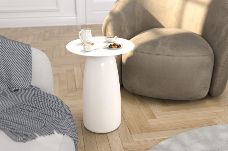 Stolik drewniany Kayani Baobab 44 śr. 32 cm biały ral 1 szt.