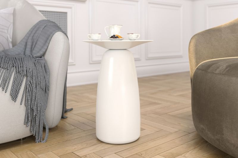 Stolik drewniany Kayani Baobab 44 śr. 32 cm biały ral 1 szt.