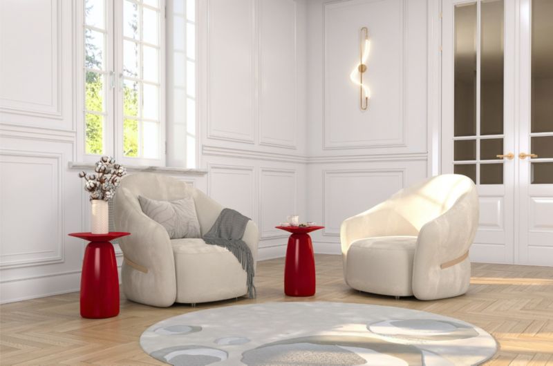 Stolik drewniany Kayani Baobab 44 śr. 32 cm bordowy 1 szt.