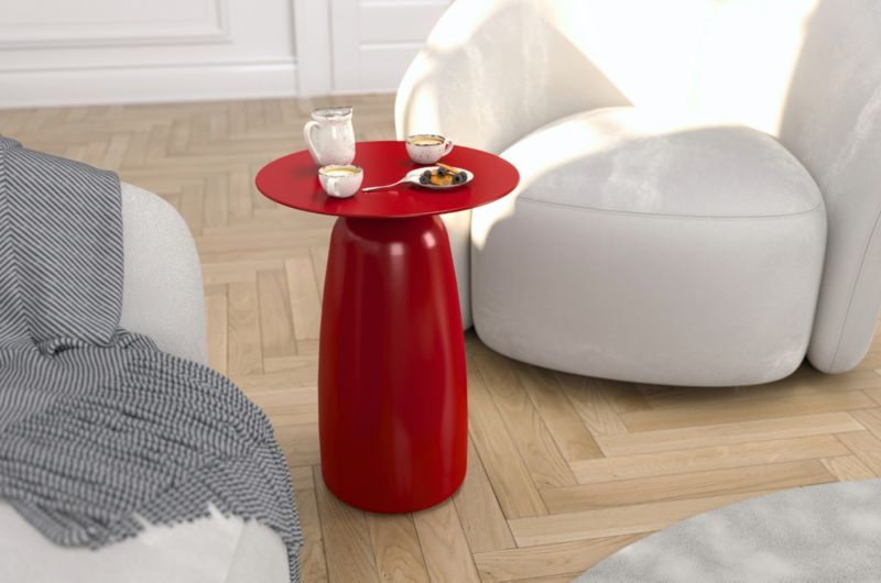 Stolik drewniany Kayani Baobab 44 śr. 32 cm bordowy 1 szt.