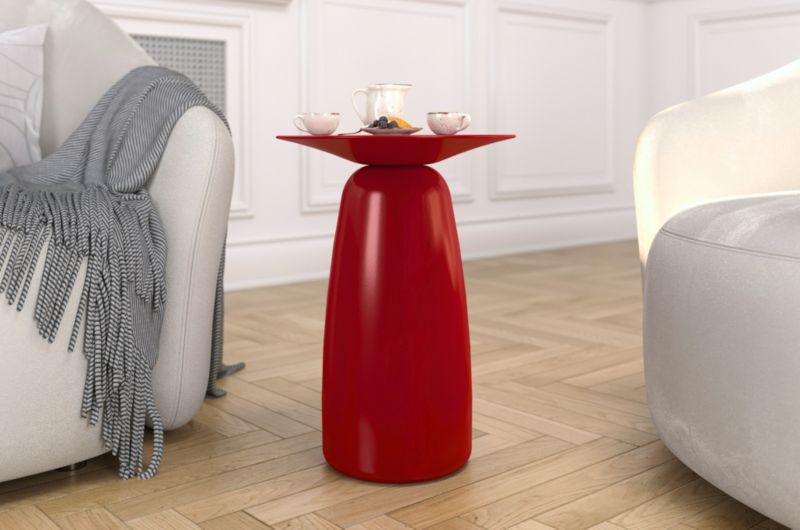 Stolik drewniany Kayani Baobab 44 śr. 32 cm bordowy 1 szt.