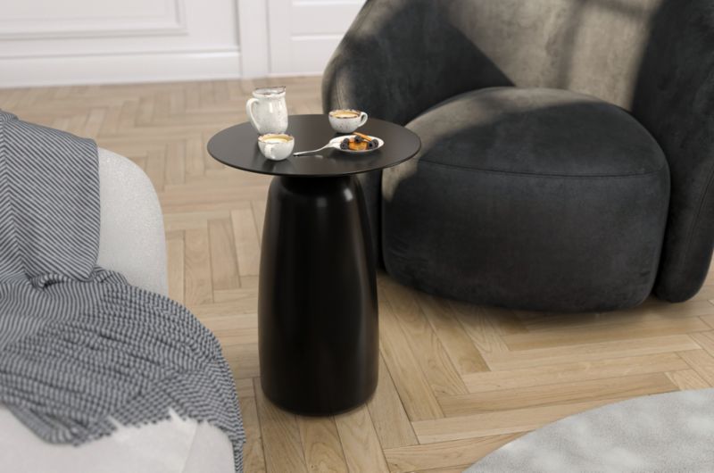 Stolik drewniany Kayani Baobab 44 śr. 32 cm czarny 1 szt.