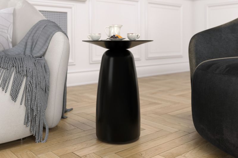 Stolik drewniany Kayani Baobab 44 śr. 32 cm czarny 1 szt.