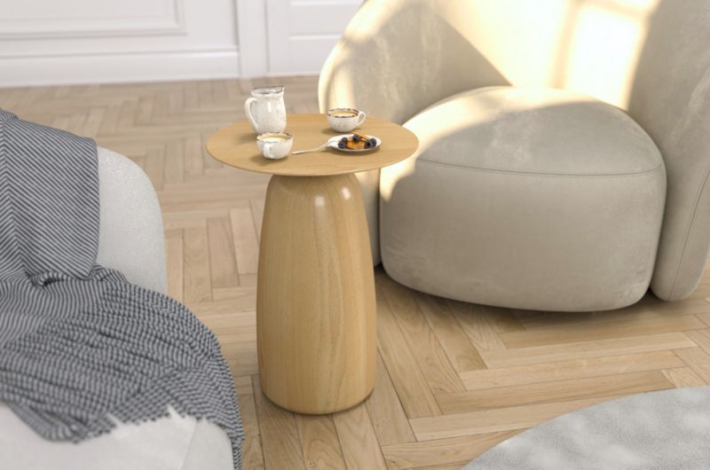 Stolik drewniany Kayani Baobab 44 śr. 32 cm lakier naturalny 1 szt.
