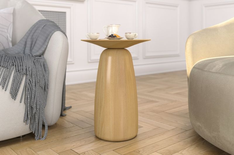 Stolik drewniany Kayani Baobab 44 śr. 32 cm lakier naturalny 1 szt.