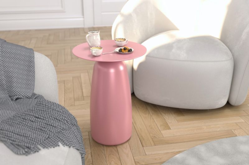 Stolik drewniany Kayani Baobab 44 śr. 32 cm pudrowy róż 1 szt.