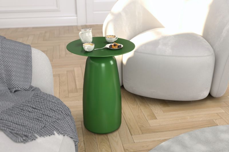 Stolik drewniany Kayani Baobab 44 śr. 32 cm zielony 1 szt.