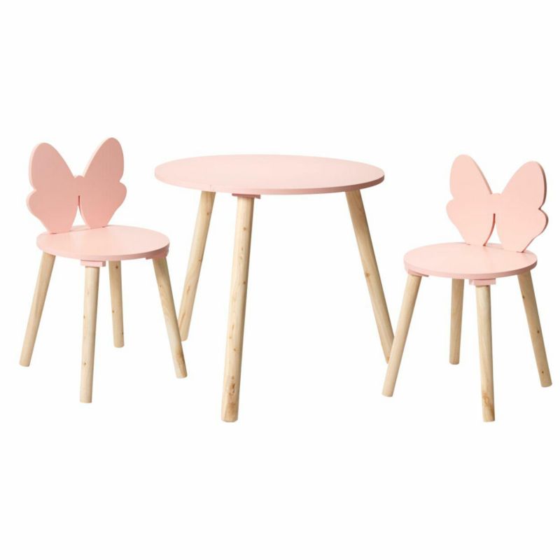 Stolik i krzesełka BUTTERFLY dla dzieci różowy 1 kpl.