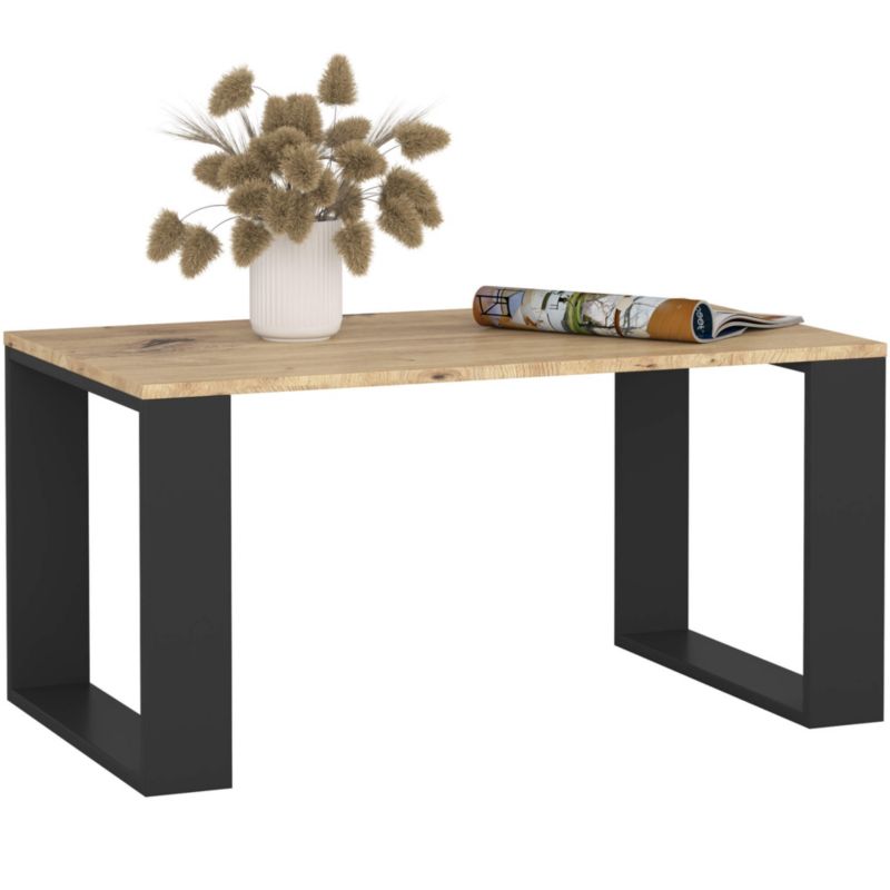Stolik kawowy Akord Nox Dąb Artisan 92 cm nogi kolor Czarny 92x53x45 cm 1 szt.