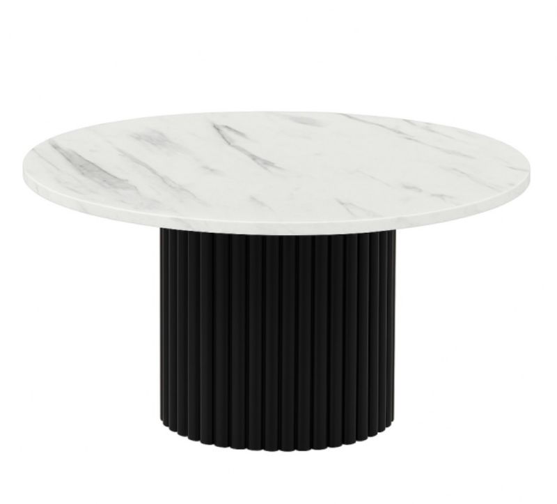 Stolik kawowy Sepro meble kawowy Riko blat 58 cm, ryflowana podstawa-biały marmur 1 szt.