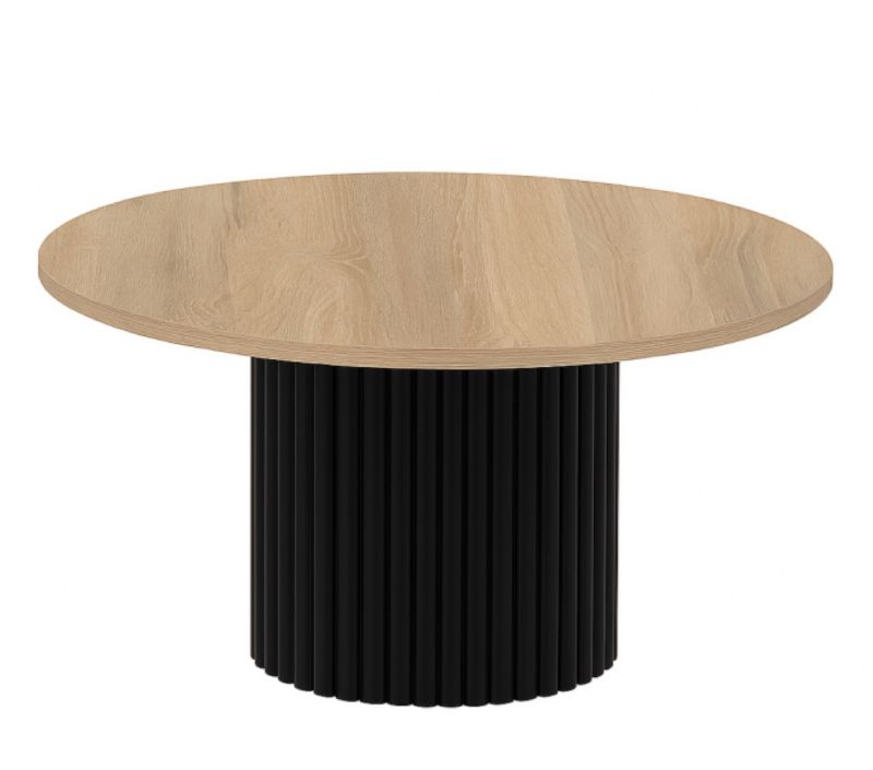 Stolik kawowy Sepro meble kawowy Riko blat 58 cm, ryflowana podstawa- dąb sonoma 1 szt.
