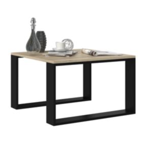 Stolik Kawowy Topeshop Ława Loft Modern Mini Dąb Sonoma Czarny 67x67x40 cm 1 szt.
