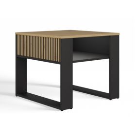 Stolik Kawowy Topeshop ŁAWA MODERN MINI 2P SLIM DĄB ARTISAN CZERŃ LAMELE 58x58x50 cm 1 szt.