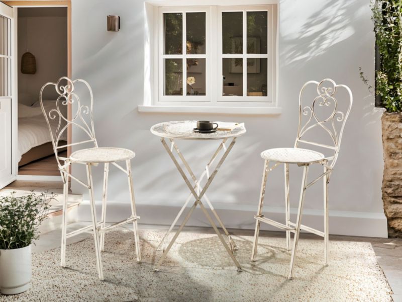 Stolik ogrodowy barowy metalowy 60 cm beżowy Trieste 1 szt.