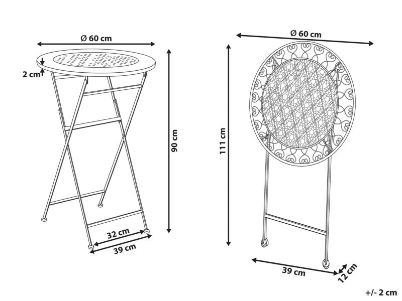 Stolik ogrodowy barowy metalowy 60 cm beżowy Trieste 1 szt.