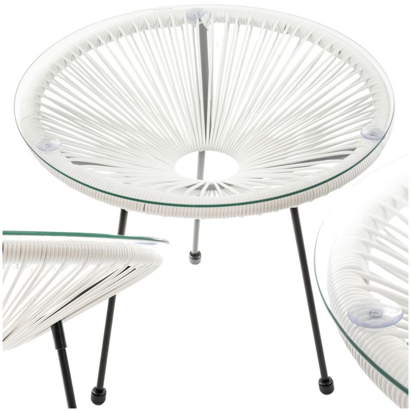 Stolik Ogrodowy Gogarden Acapulco Technorattan Kremowy Okrągły 50 Cm 1 Szt.